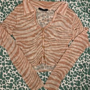 Mesh button up crop top